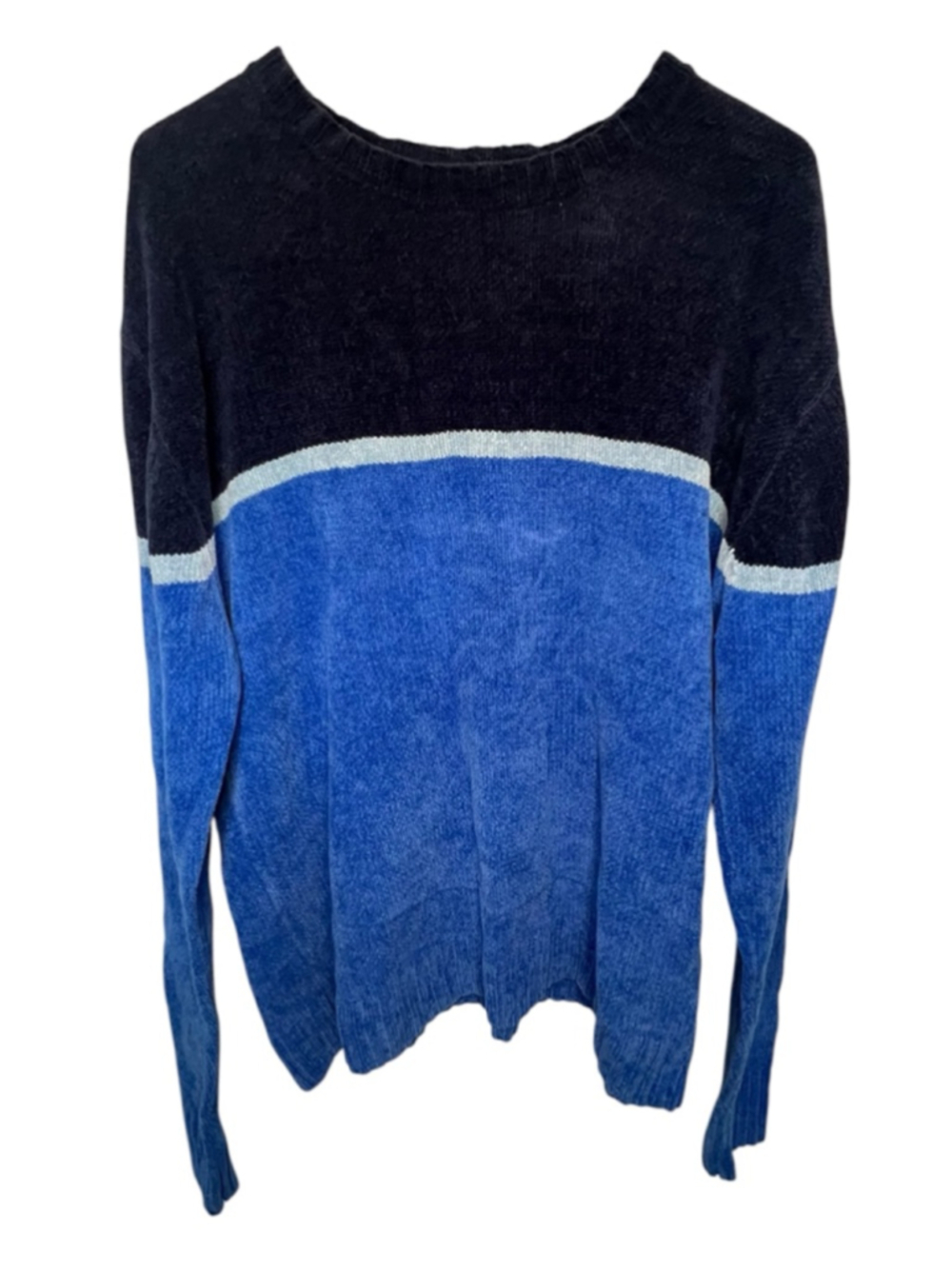 Arizona Jean Co Blue Colorblock Stripe Soft Pullover Knit Sweater